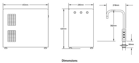 M70 Soda Chilled, Sparkling and Ambient Drinking Water Dimensions